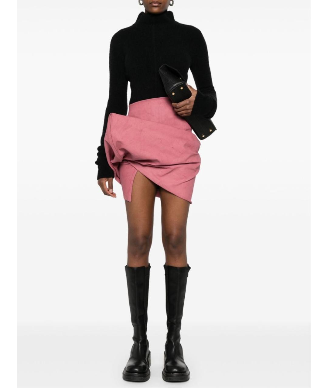 RICK OWENS Розовая хлопковая юбка мини, фото 4
