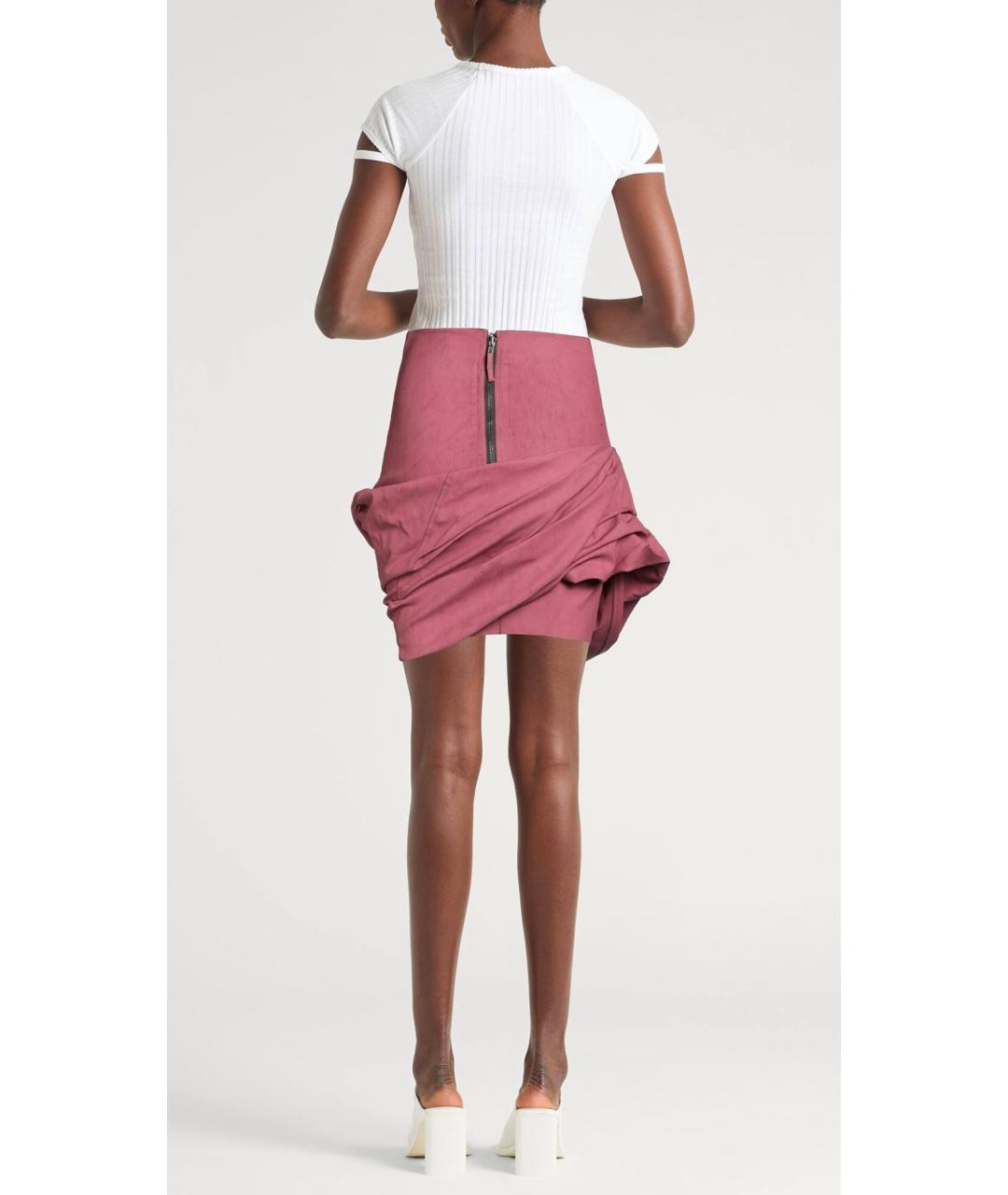 RICK OWENS Розовая хлопковая юбка мини, фото 3