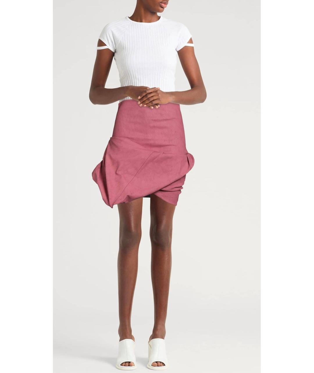 RICK OWENS Розовая хлопковая юбка мини, фото 2
