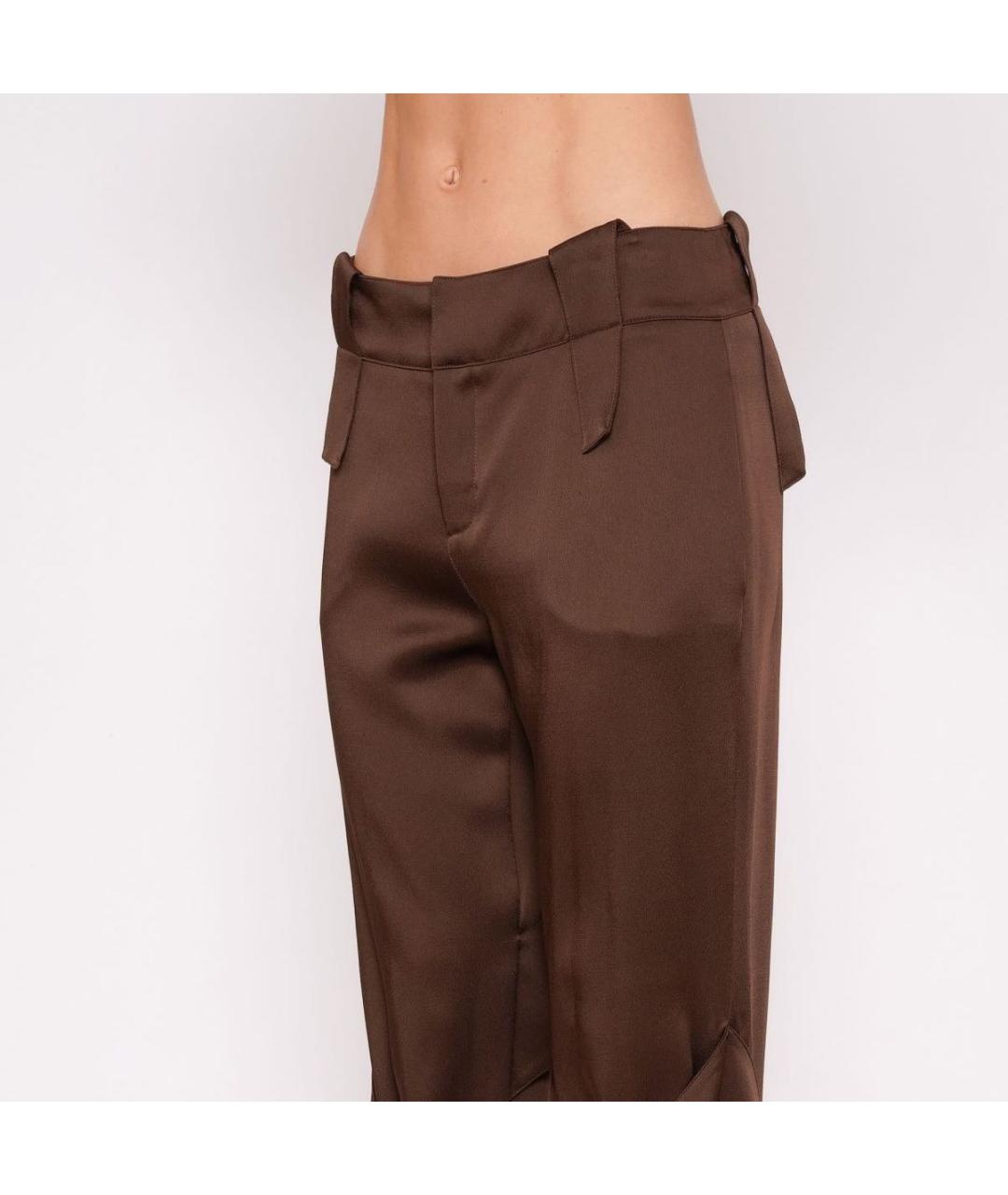 BLUMARINE Коричневые ацетатные прямые брюки, фото 3
