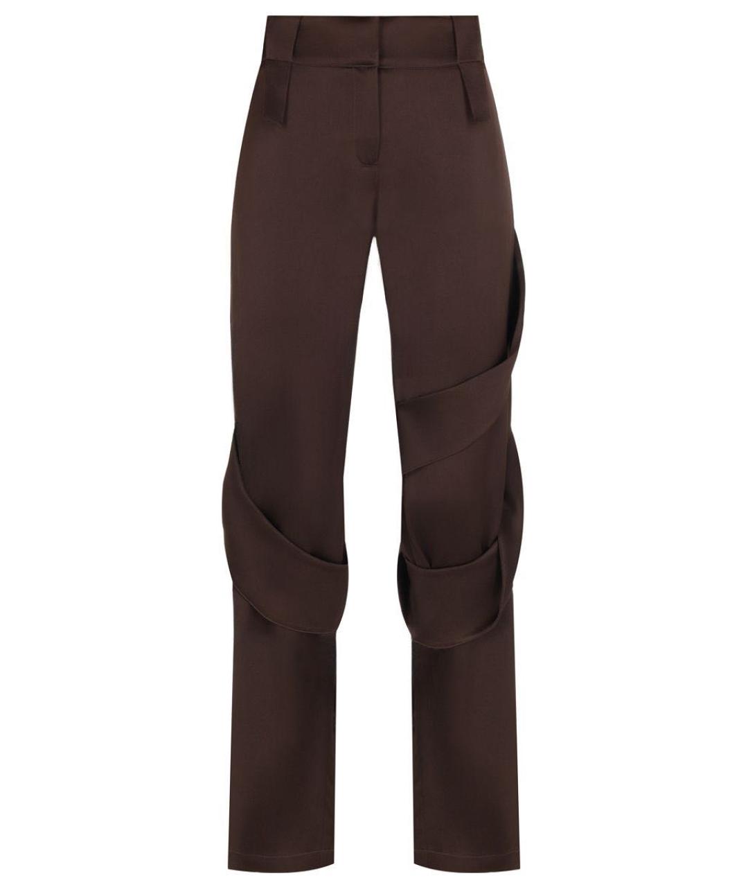 BLUMARINE Коричневые ацетатные прямые брюки, фото 1