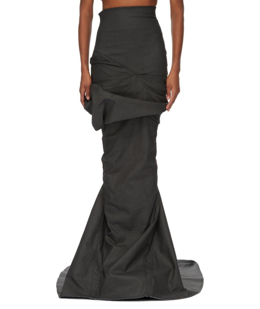 RICK OWENS Черная хлопковая юбка макси, фото 6