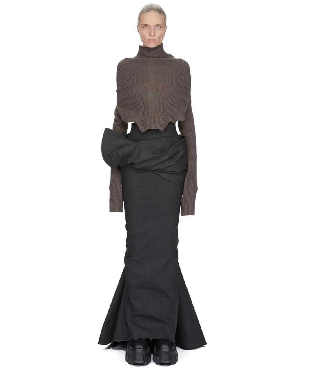 RICK OWENS Черная хлопковая юбка макси, фото 5