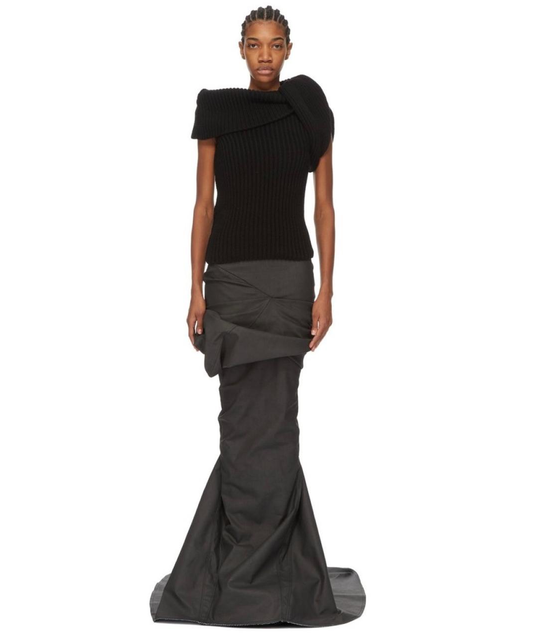 RICK OWENS Черная хлопковая юбка макси, фото 9