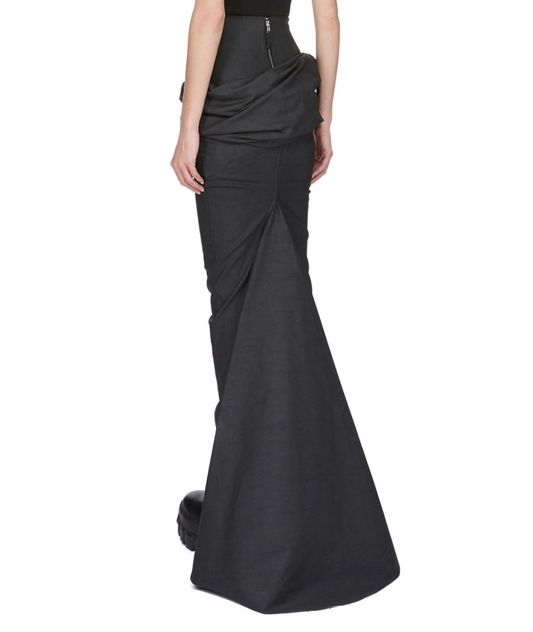 RICK OWENS Черная хлопковая юбка макси, фото 4