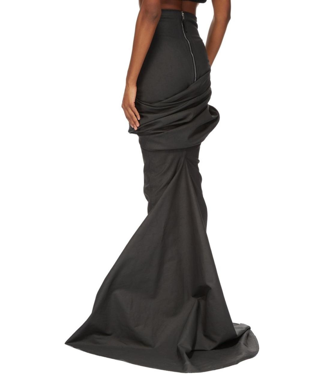 RICK OWENS Черная хлопковая юбка макси, фото 8