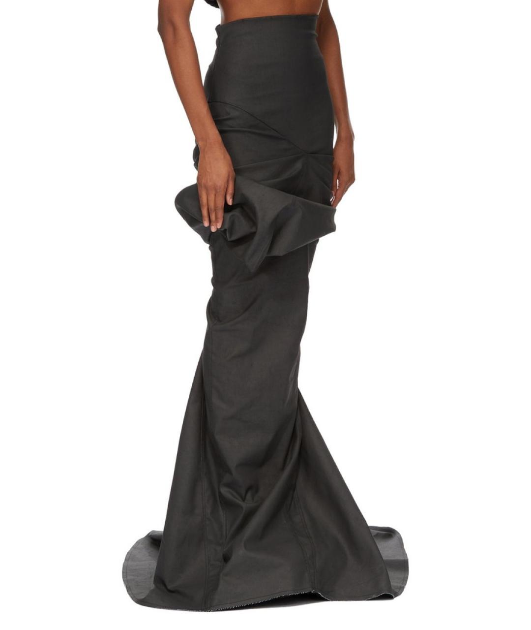 RICK OWENS Черная хлопковая юбка макси, фото 7