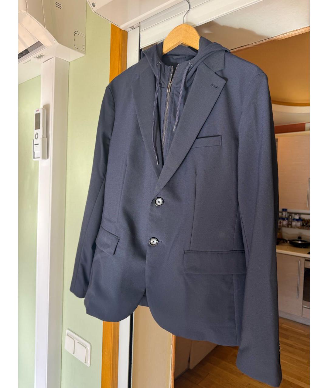 EMPORIO ARMANI Темно-синий шерстяной пиджак, фото 5