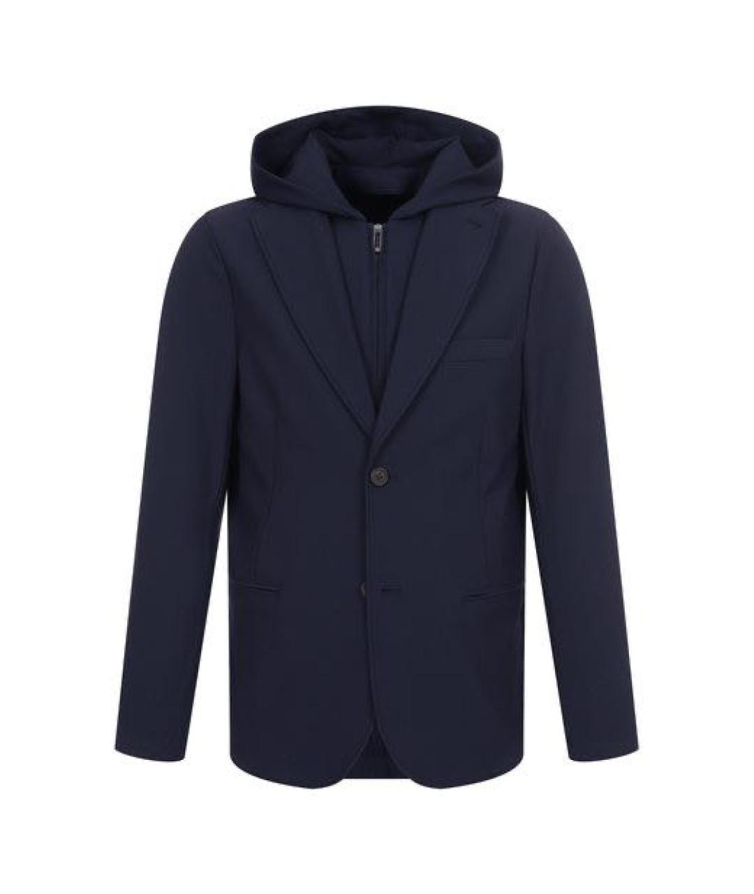 EMPORIO ARMANI Темно-синий шерстяной пиджак, фото 1