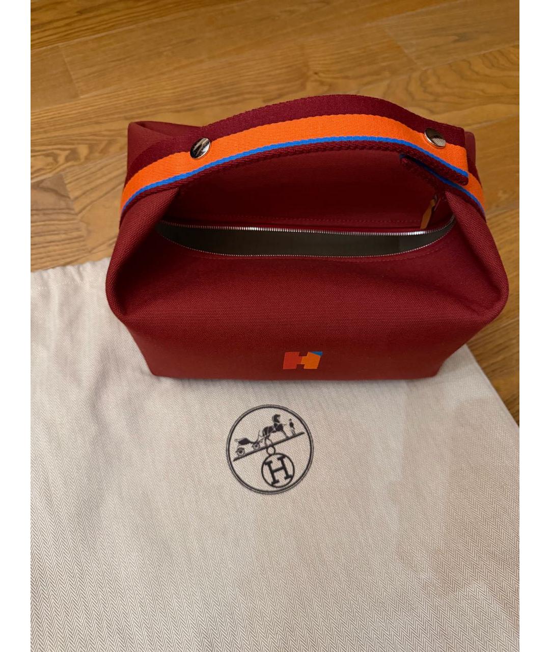 HERMES Бордовая косметичка, фото 3
