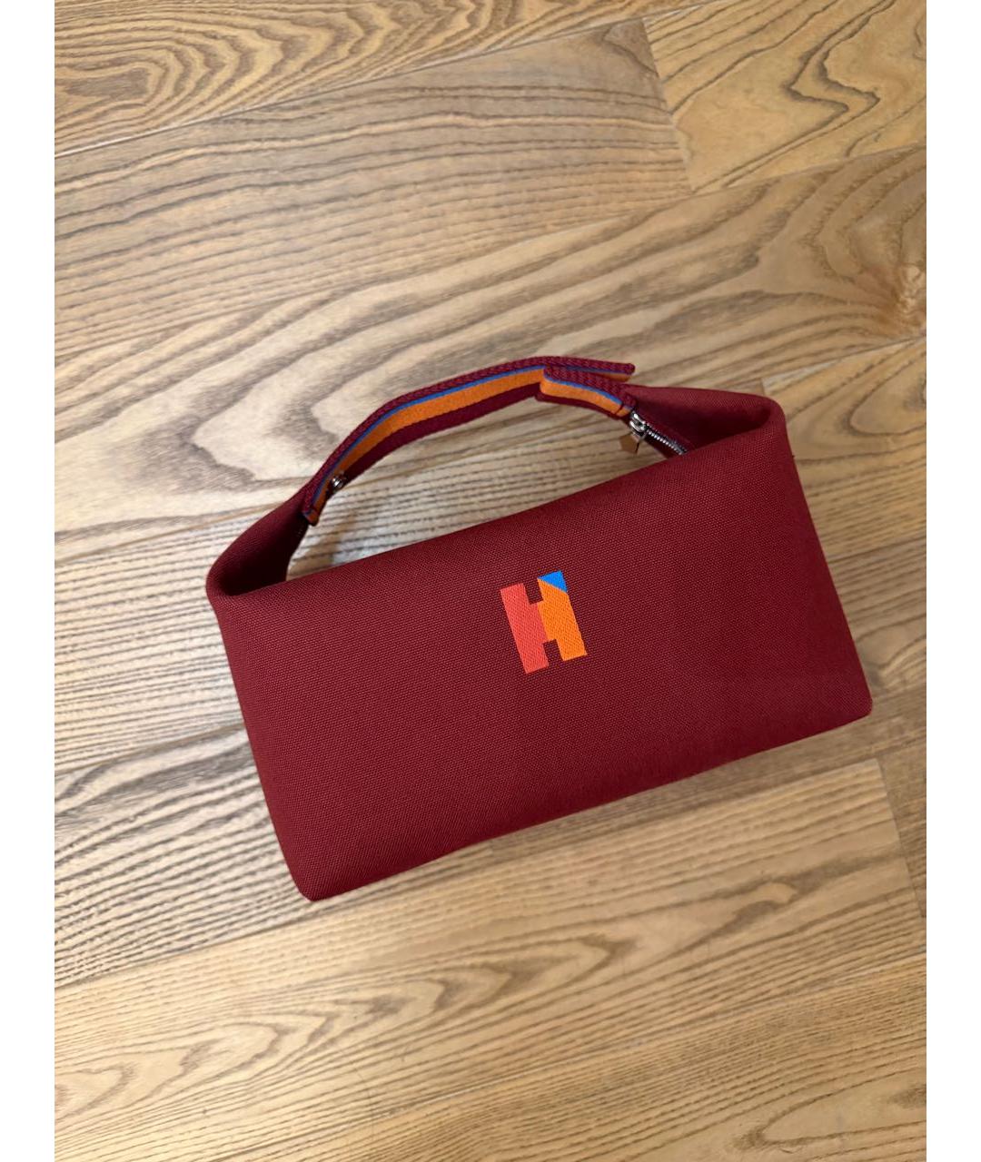 HERMES Бордовая косметичка, фото 4