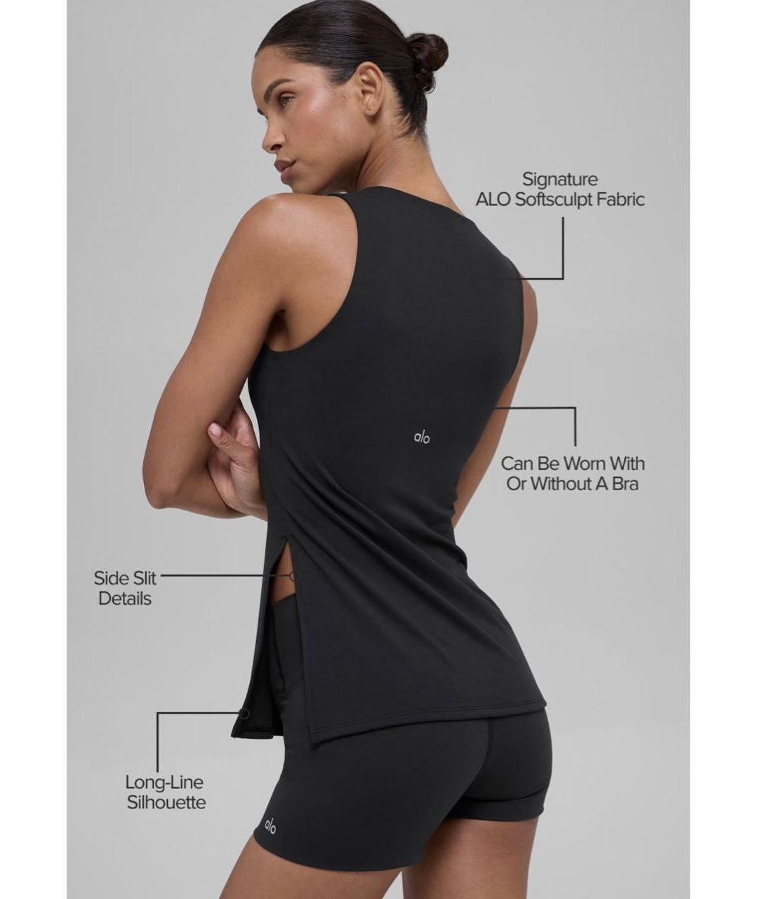 ALO YOGA Черная майка, фото 4