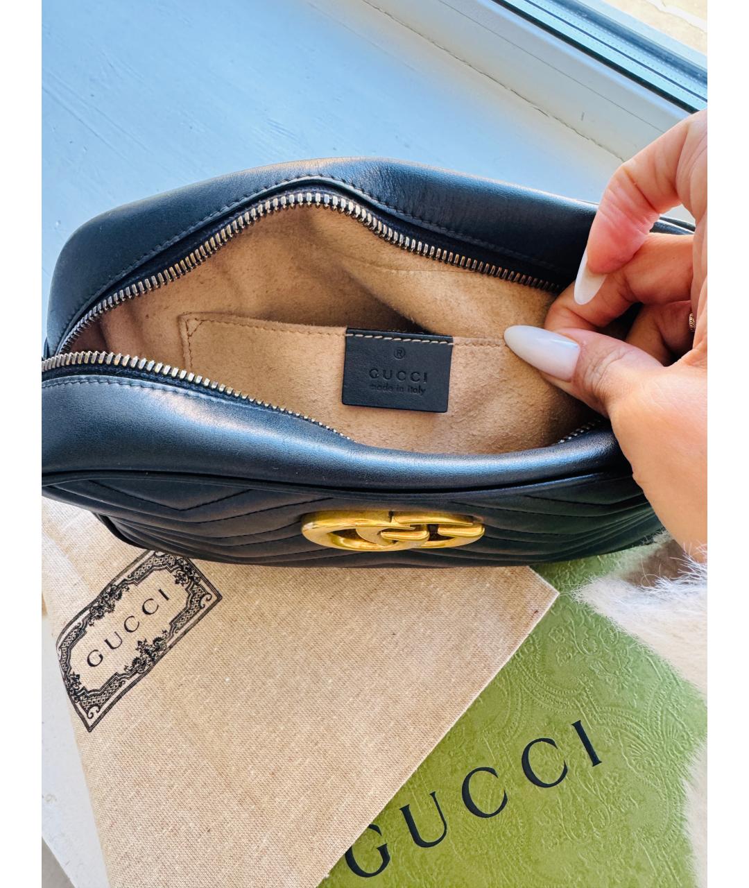 GUCCI Черная кожаная сумка через плечо, фото 5