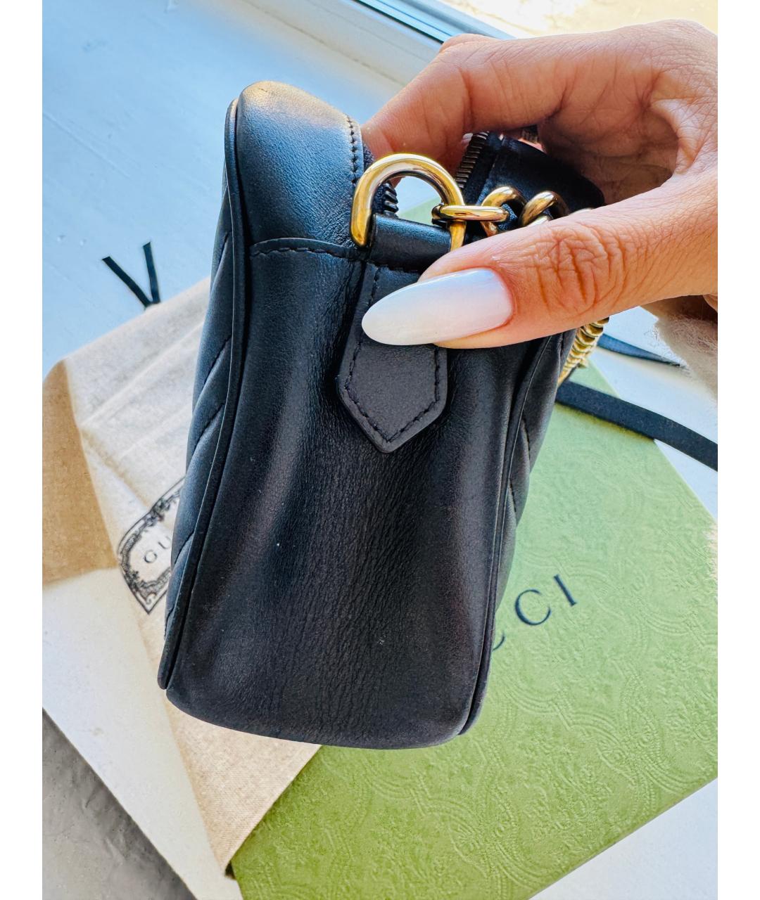 GUCCI Черная кожаная сумка через плечо, фото 4