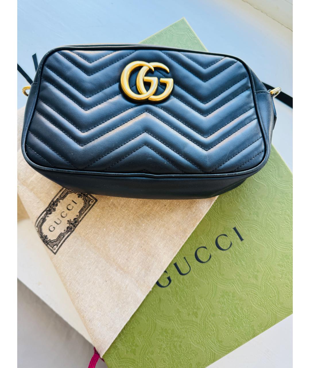 GUCCI Черная кожаная сумка через плечо, фото 2