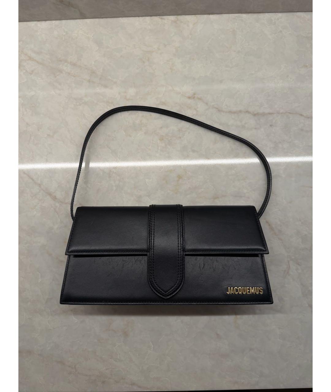 JACQUEMUS Черная кожаная сумка с короткими ручками, фото 6