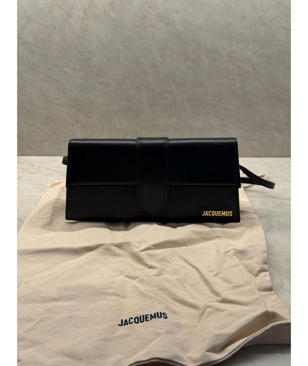 JACQUEMUS Черная кожаная сумка с короткими ручками, фото 5