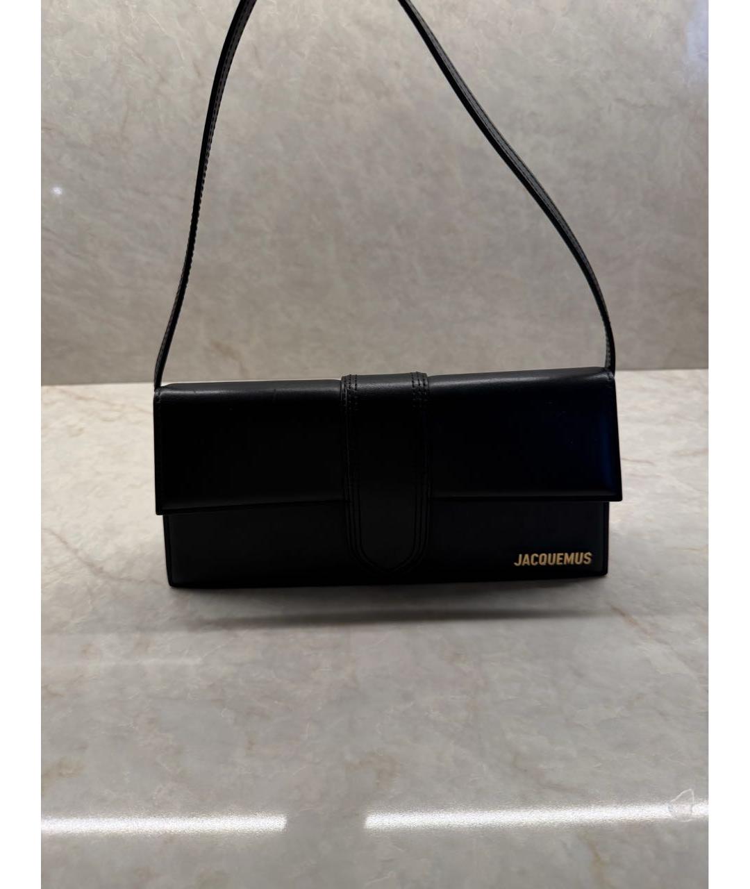 JACQUEMUS Черная кожаная сумка с короткими ручками, фото 2