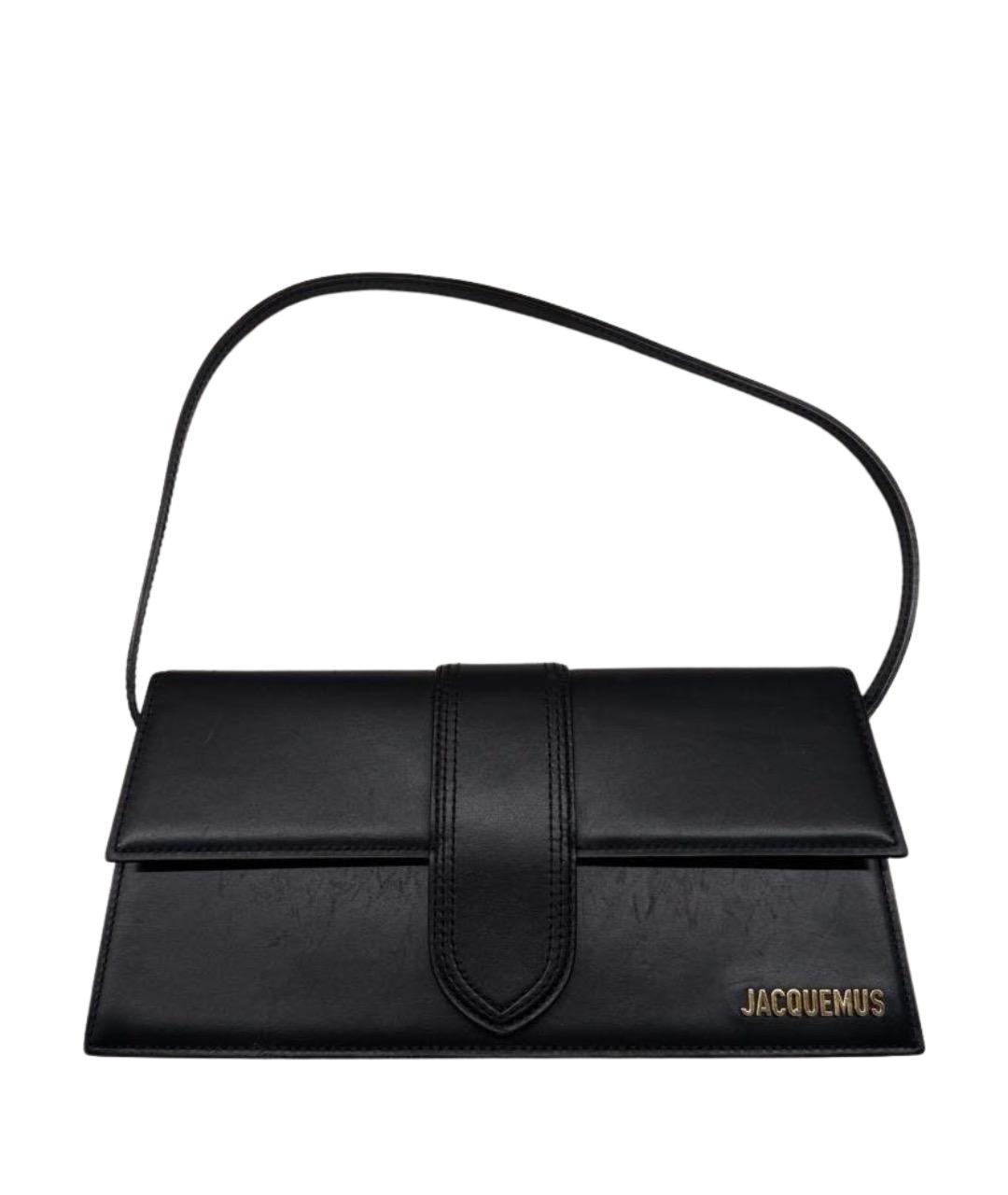 JACQUEMUS Черная кожаная сумка с короткими ручками, фото 1