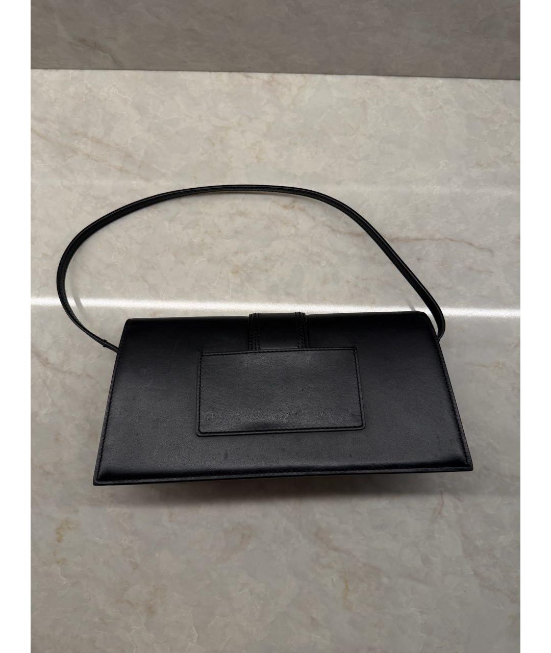 JACQUEMUS Черная кожаная сумка с короткими ручками, фото 3
