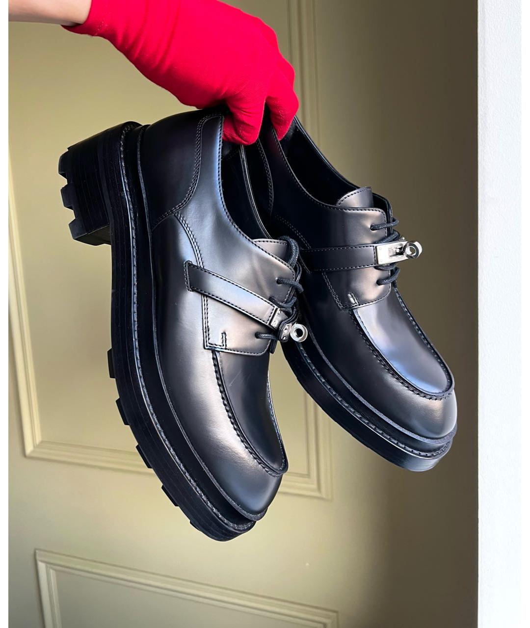 HERMES Черные кожаные ботинки, фото 9