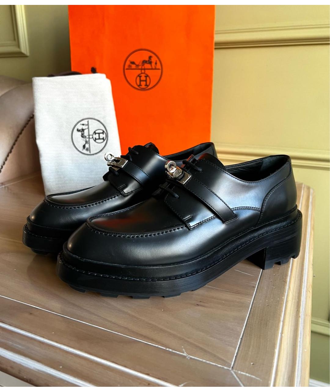 HERMES Черные кожаные ботинки, фото 2