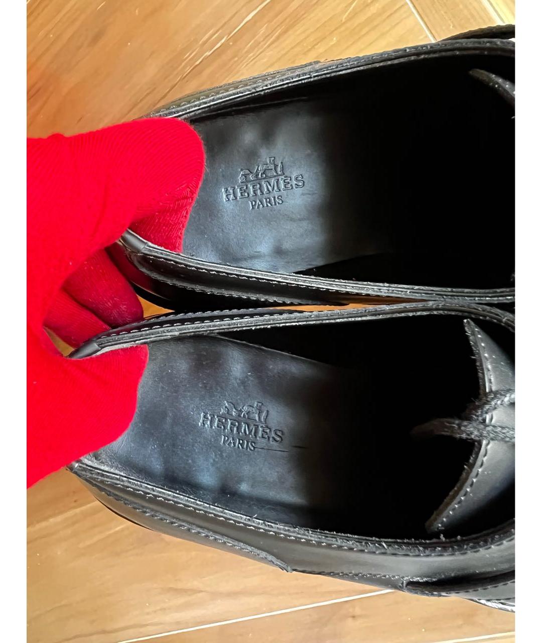 HERMES Черные кожаные ботинки, фото 7