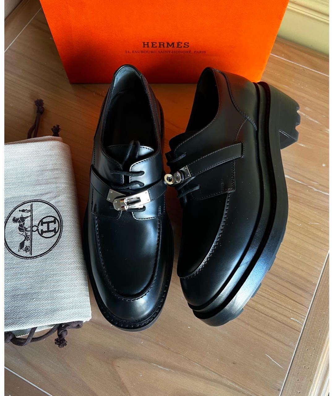 HERMES Черные кожаные ботинки, фото 3