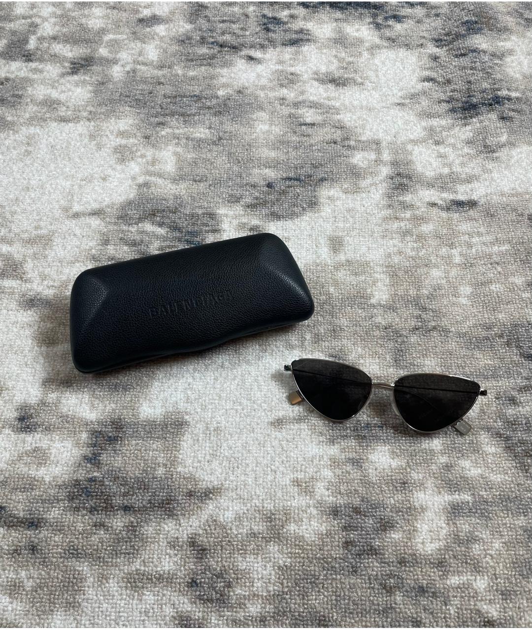 BALENCIAGA Серебряные металлические солнцезащитные очки, фото 2