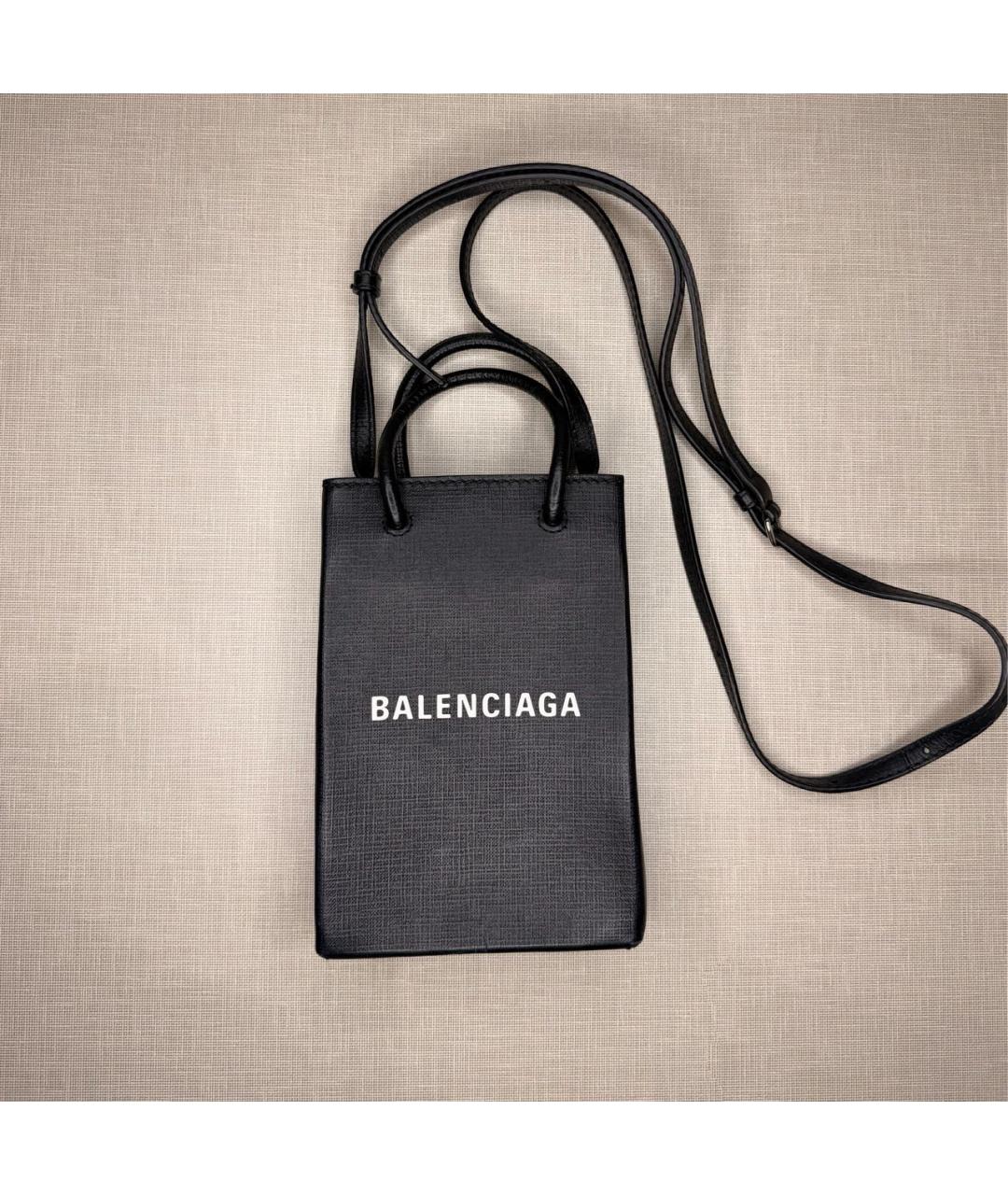 BALENCIAGA Черная кожаная сумка с короткими ручками, фото 2