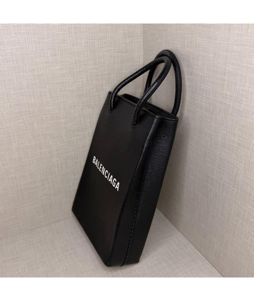 BALENCIAGA Черная кожаная сумка с короткими ручками, фото 3