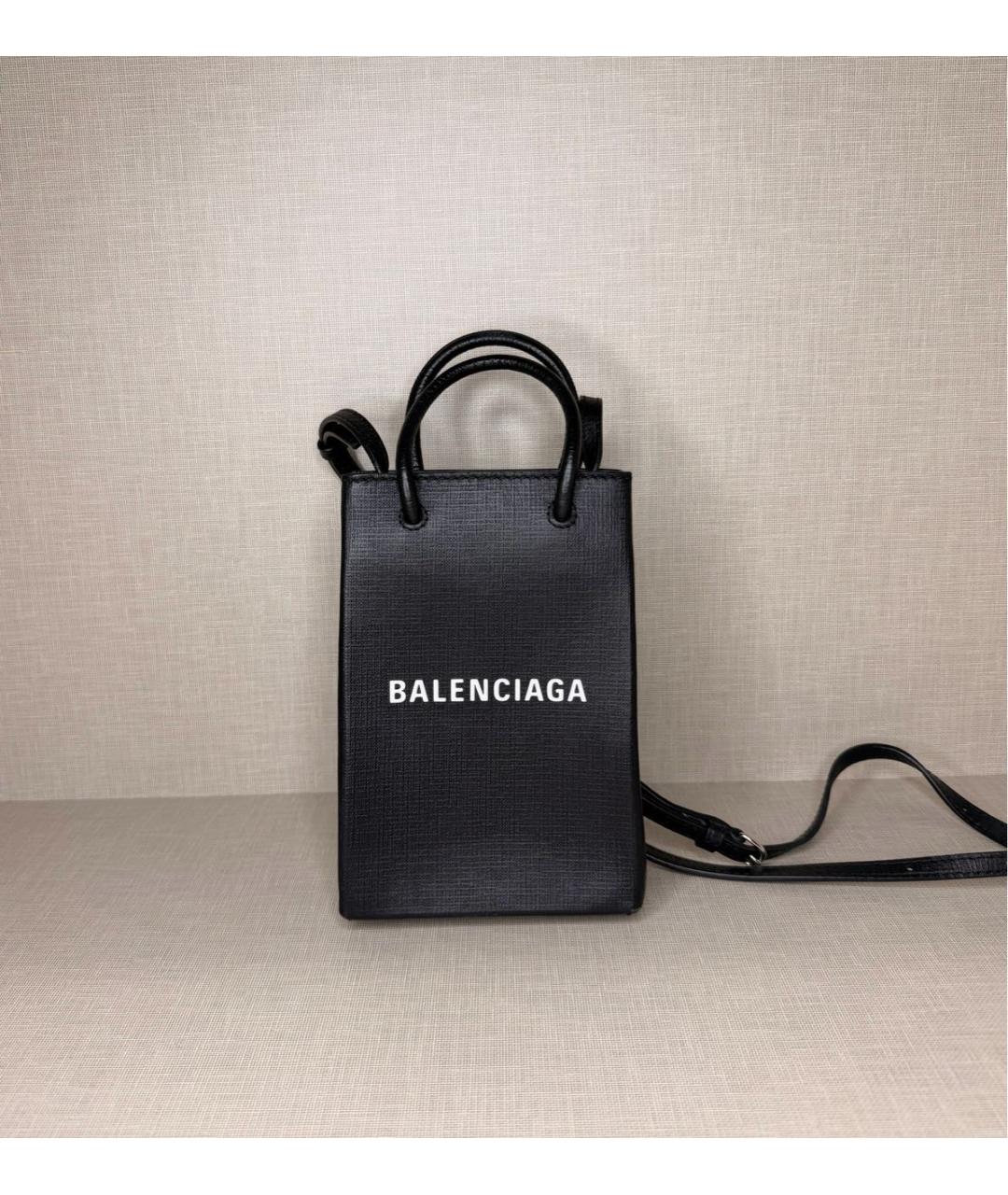 BALENCIAGA Черная кожаная сумка с короткими ручками, фото 6