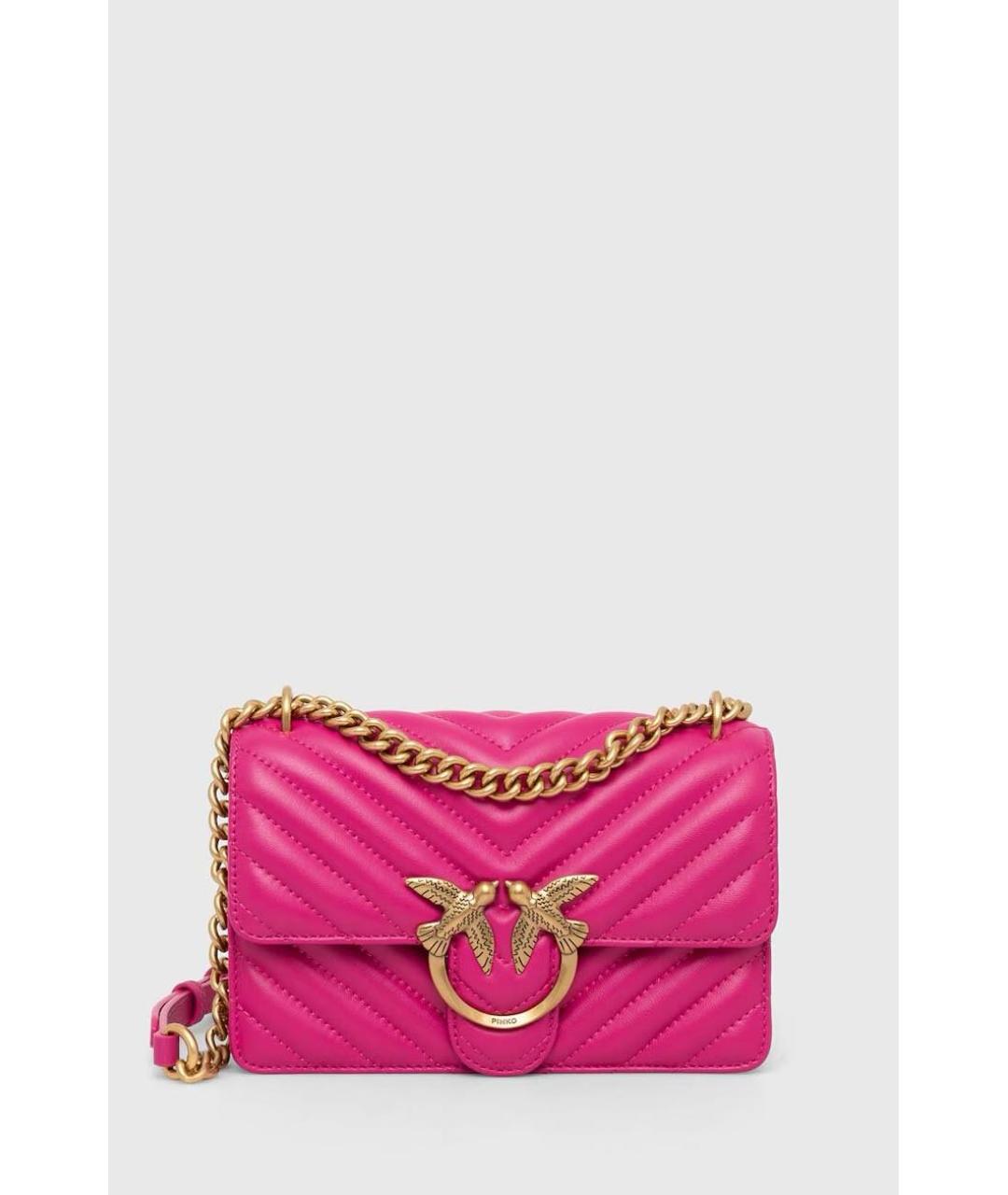 PINKO Фуксия кожаная сумка через плечо, фото 8
