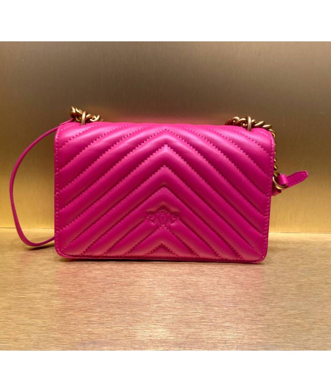 PINKO Фуксия кожаная сумка через плечо, фото 6