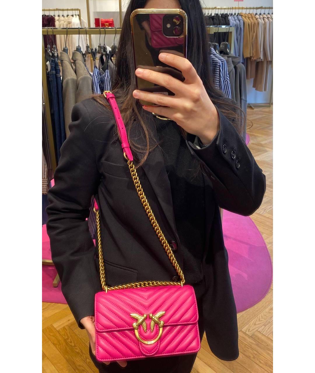 PINKO Фуксия кожаная сумка через плечо, фото 7