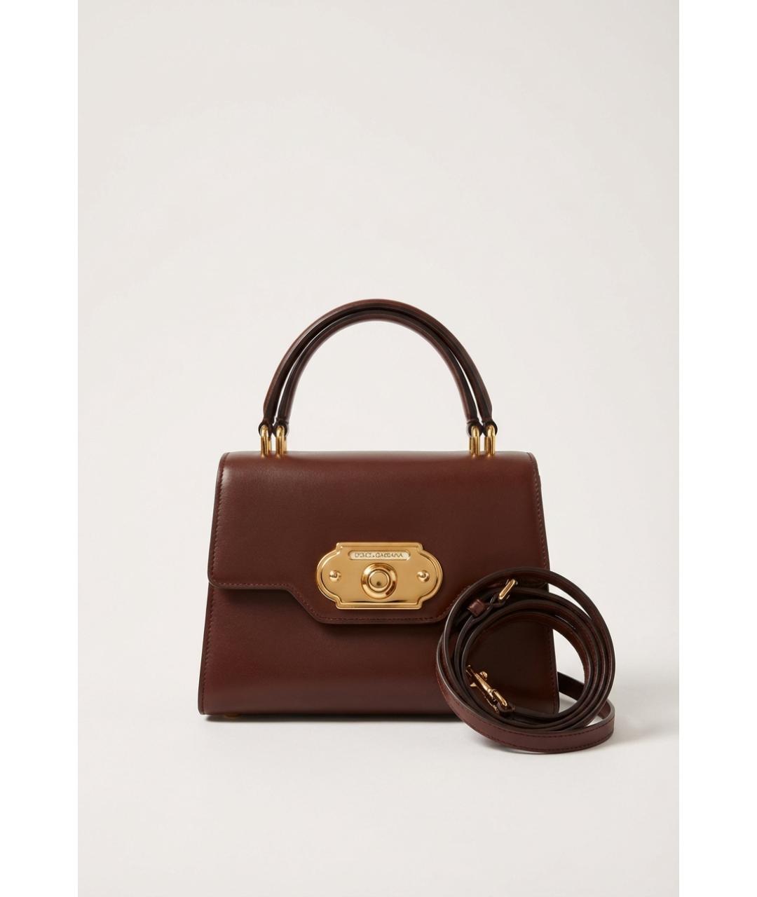 DOLCE&GABBANA Коричневая кожаная сумка с короткими ручками, фото 4