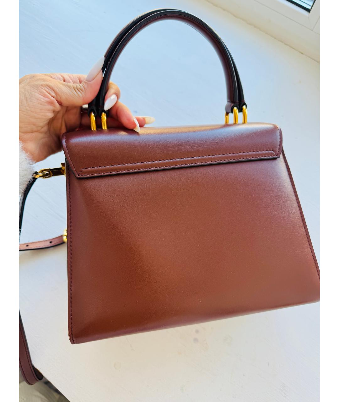 DOLCE&GABBANA Коричневая кожаная сумка с короткими ручками, фото 2