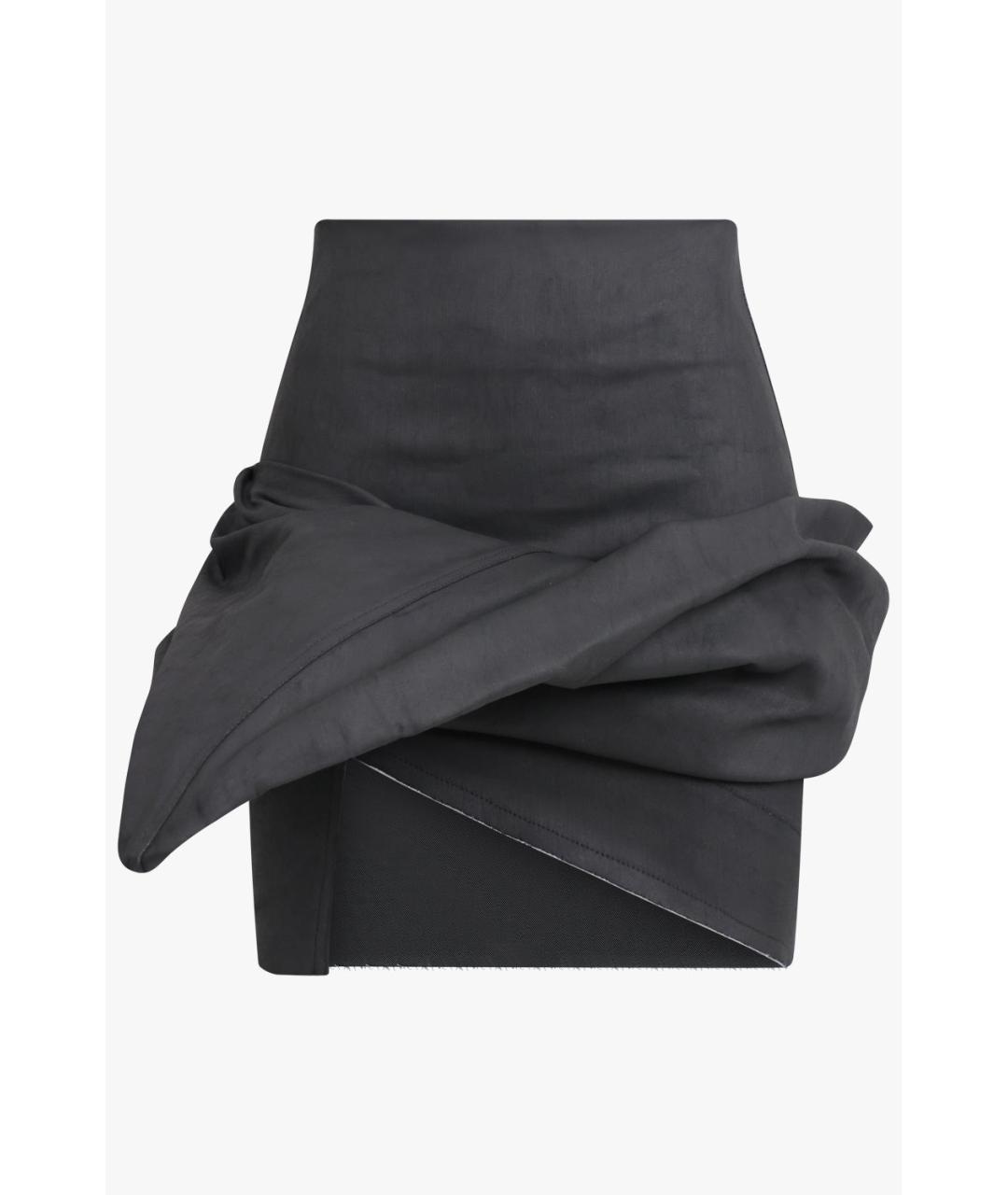 RICK OWENS Черная хлопковая юбка мини, фото 6