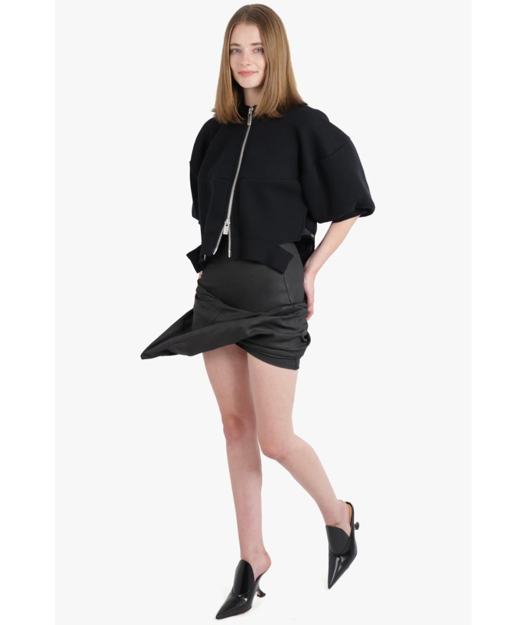 RICK OWENS Черная хлопковая юбка мини, фото 4