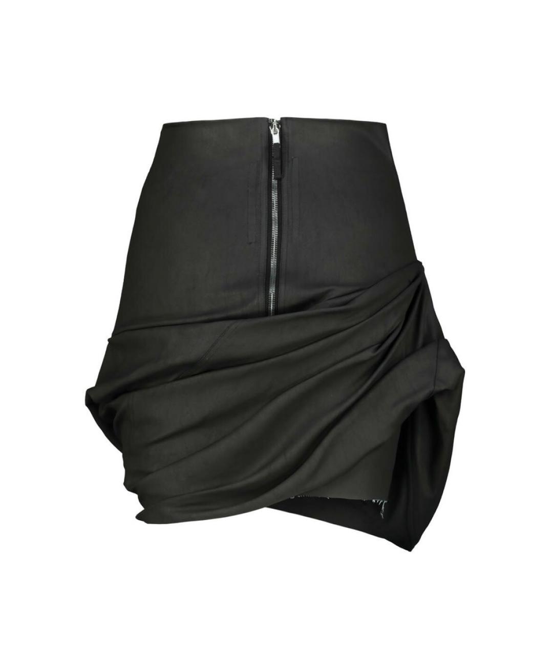 RICK OWENS Черная хлопковая юбка мини, фото 8