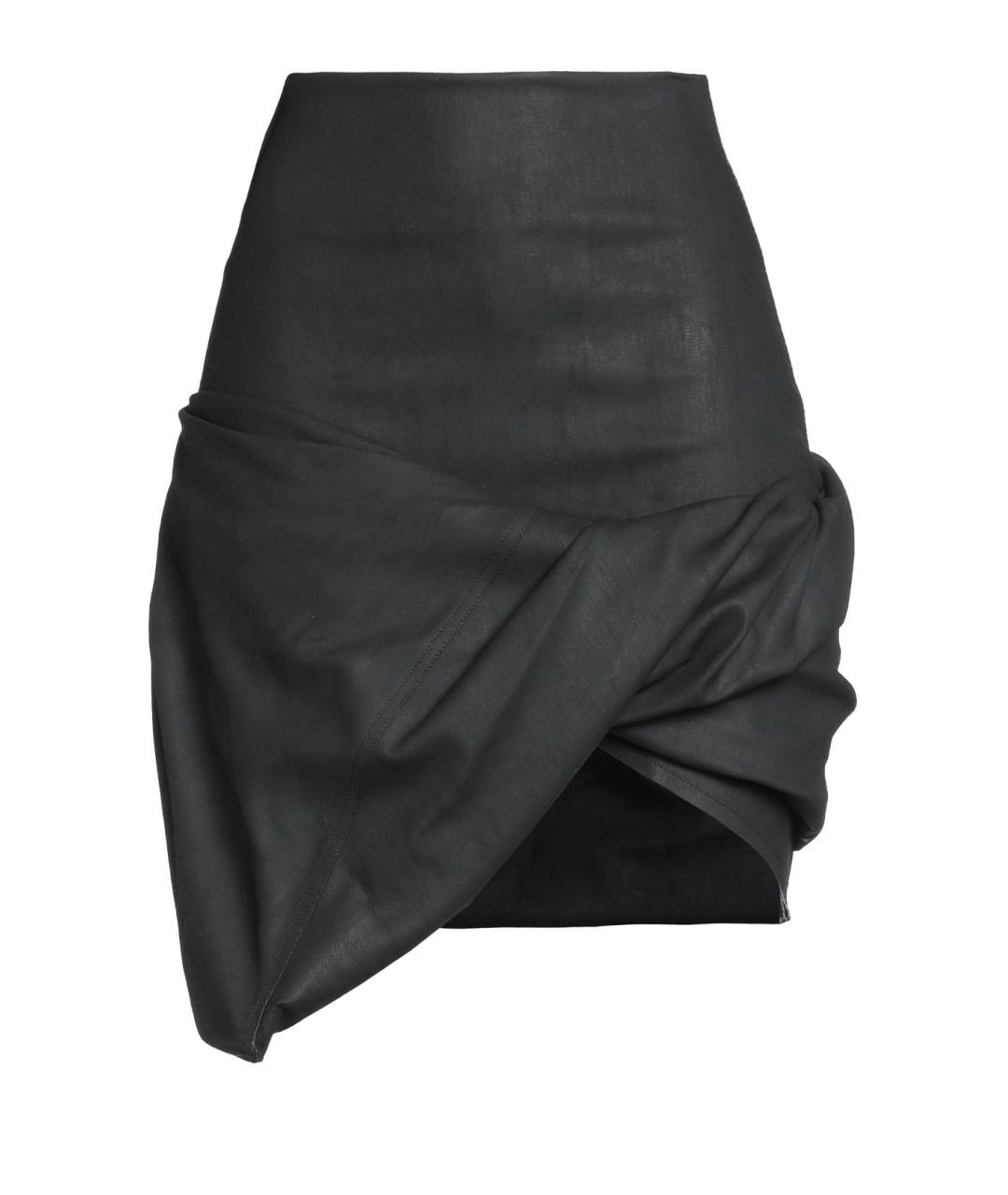 RICK OWENS Черная хлопковая юбка мини, фото 9