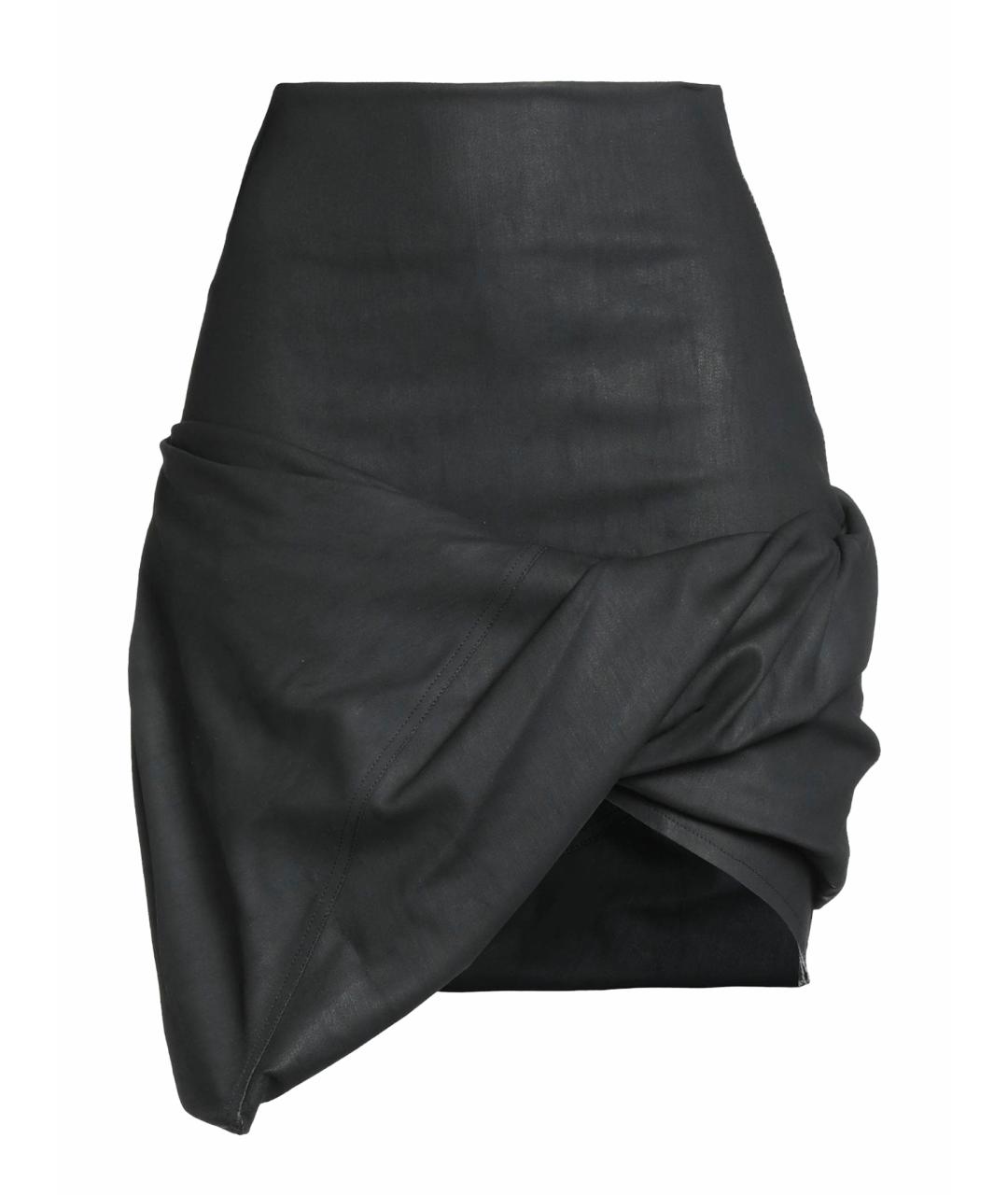 RICK OWENS Черная хлопковая юбка мини, фото 1