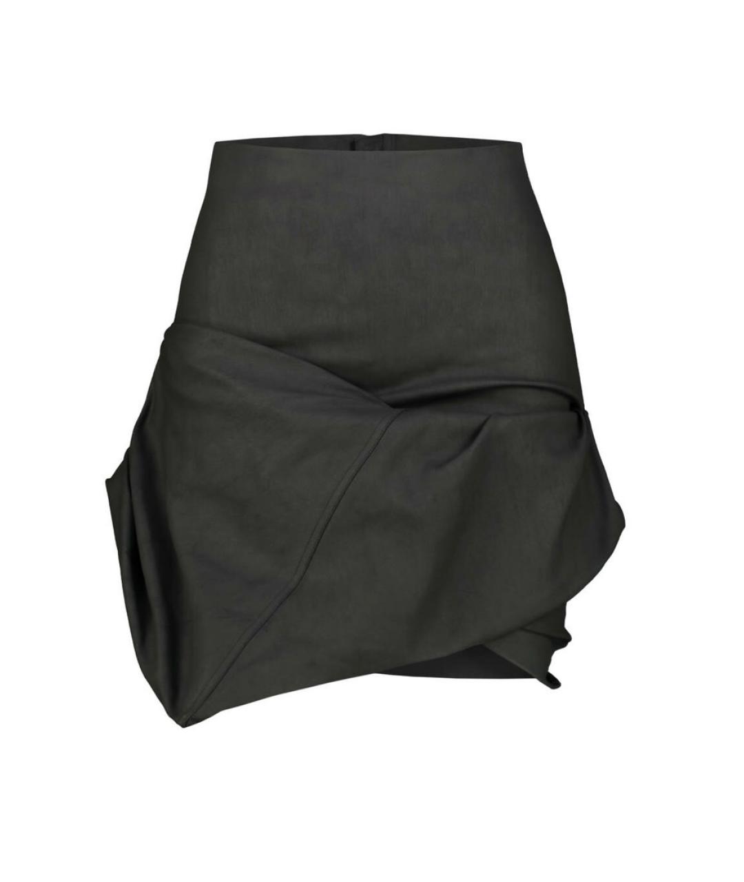 RICK OWENS Черная хлопковая юбка мини, фото 7