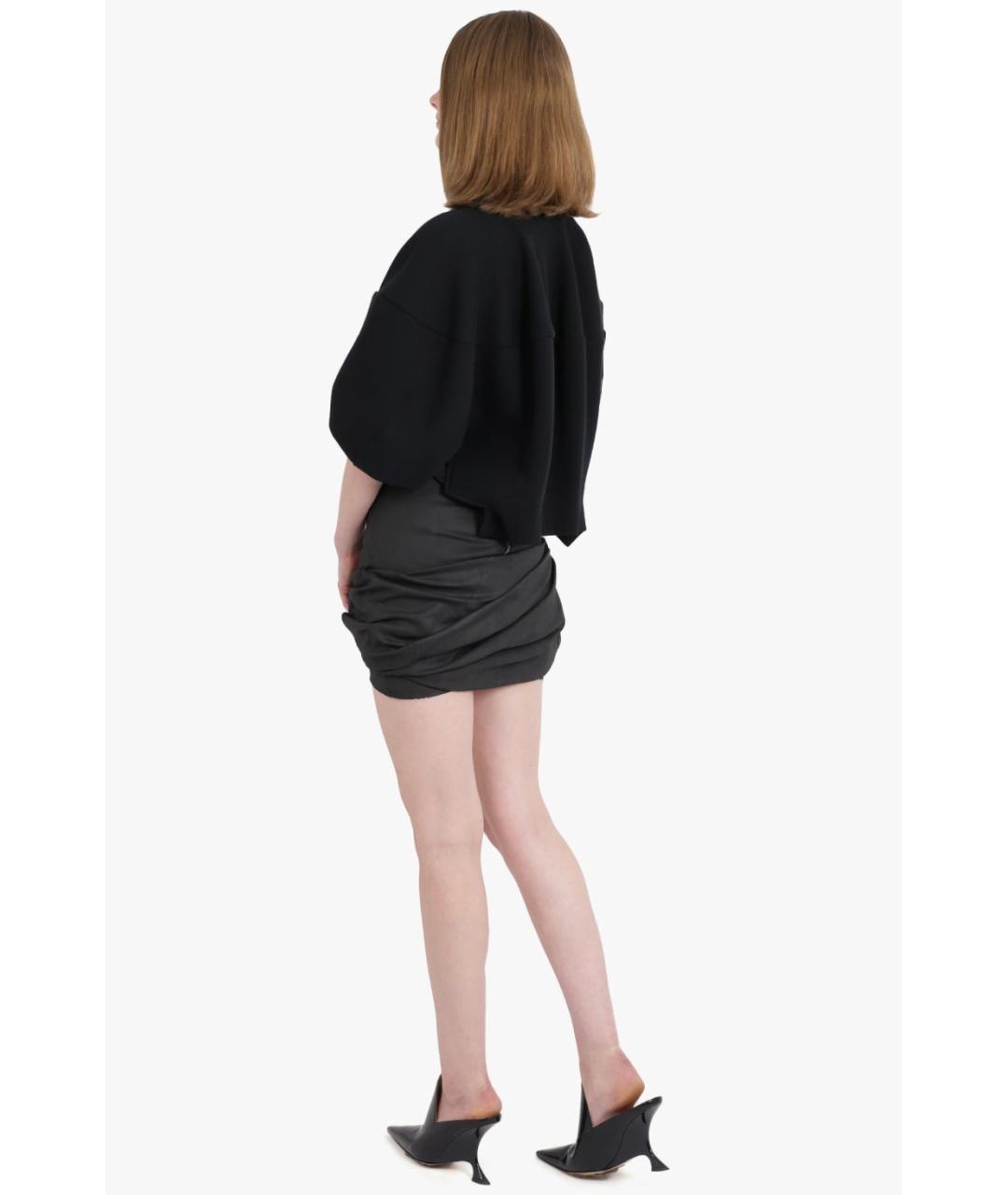 RICK OWENS Черная хлопковая юбка мини, фото 5