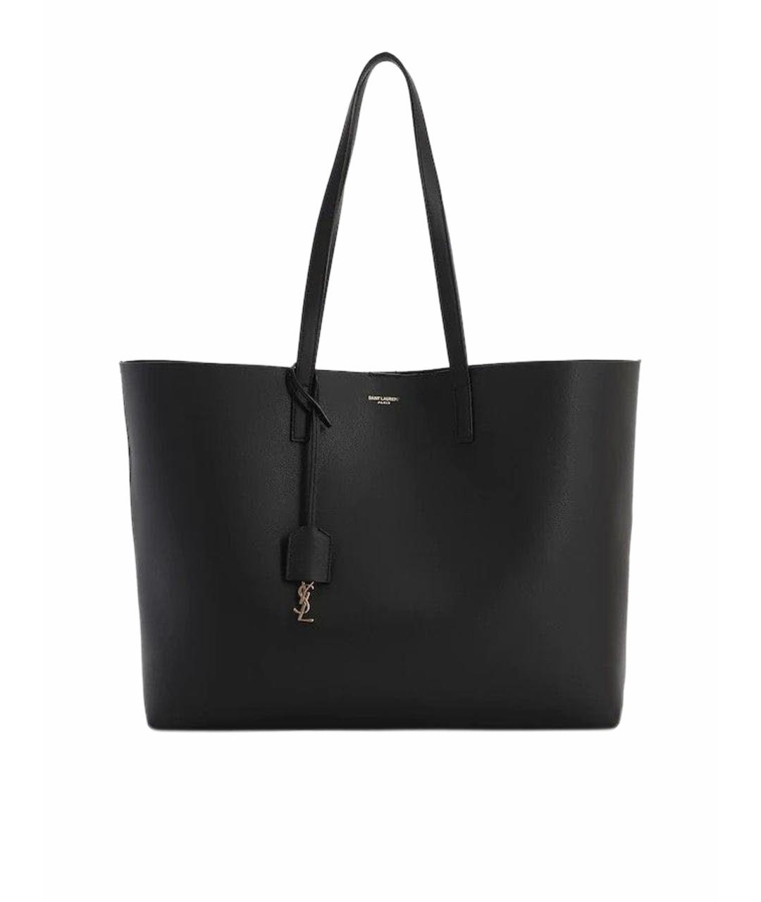 SAINT LAURENT Черная кожаная сумка тоут, фото 1