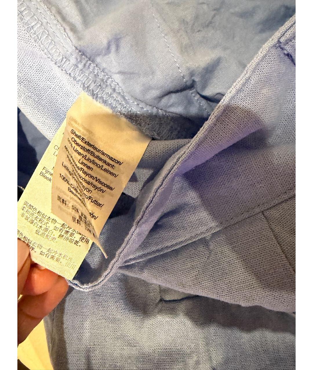 DKNY Голубые льняные шорты, фото 5