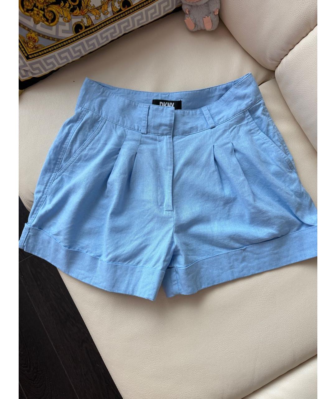 DKNY Голубые льняные шорты, фото 2