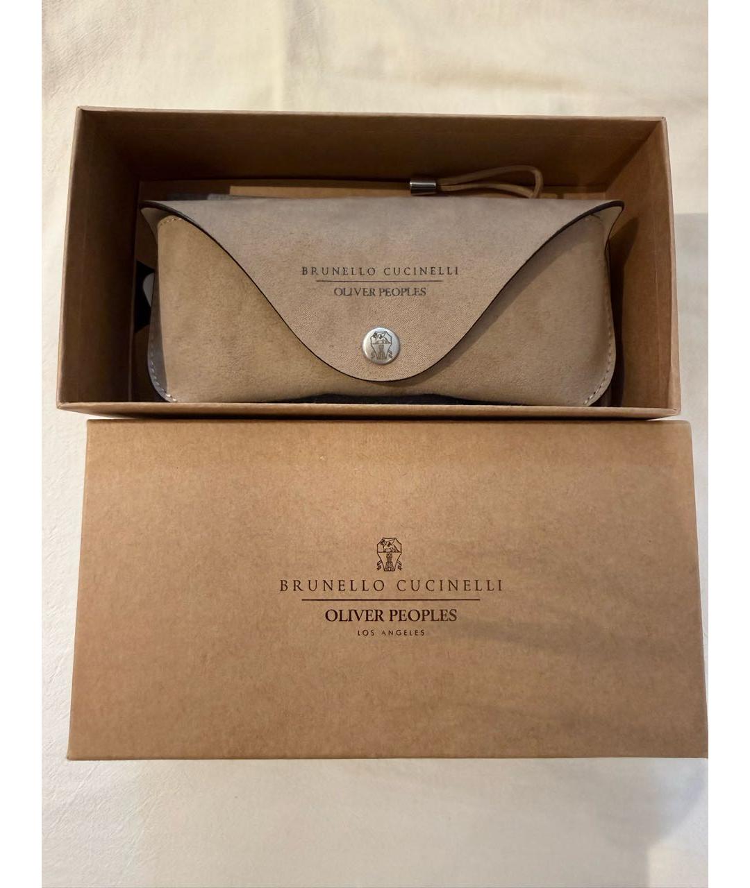 BRUNELLO CUCINELLI Коричневые металлические солнцезащитные очки, фото 3