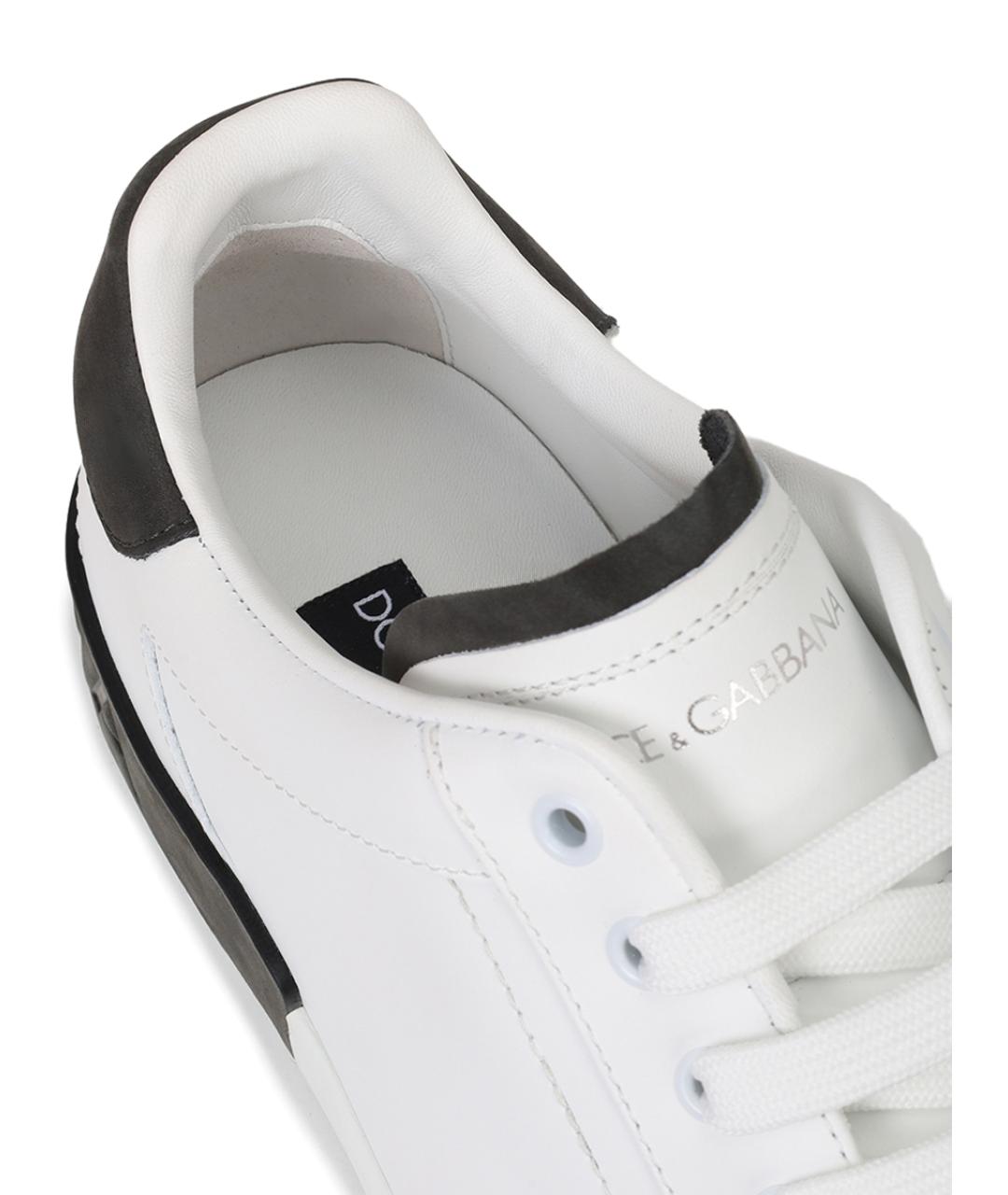 DOLCE&GABBANA Белые кожаные низкие кроссовки / кеды, фото 6