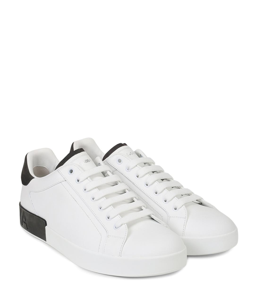 DOLCE&GABBANA Белые кожаные низкие кроссовки / кеды, фото 2